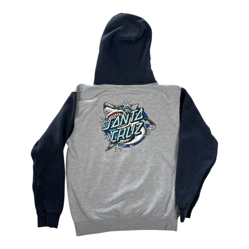 Vintage Santa Cruz Hoodie Sweatshirt Mens Small Shark Logo Double Side
